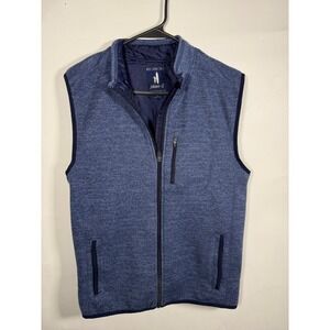 Johnnie-O West Coast Prep Blue Heathered Full Zip Sweater Vest Mens Size Small
